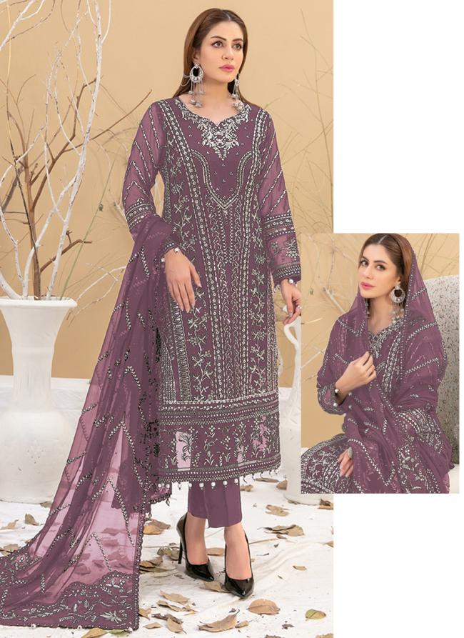 Faux Georgette Pink Festival Wear Thread Embroidery Work Pakistani Suit